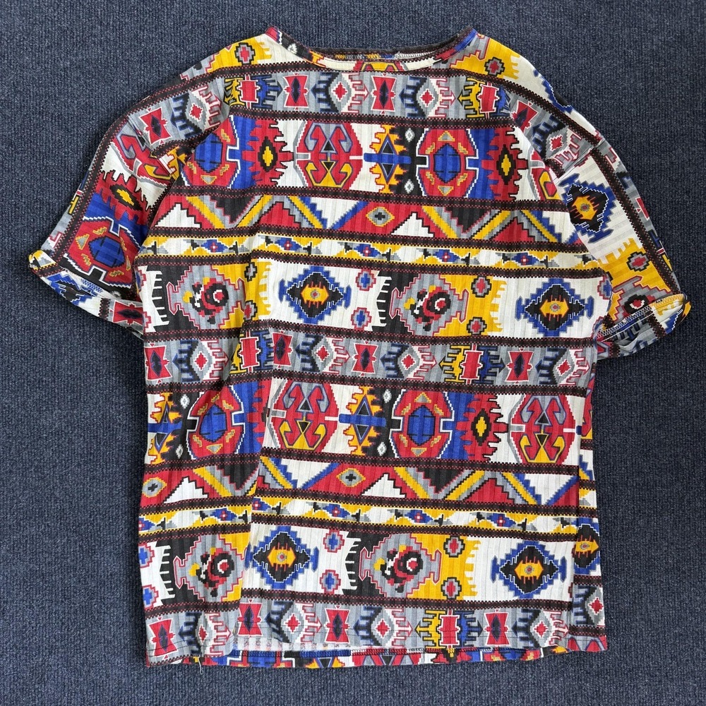 Vintage 90s Simply Basic Shirt Womens XL Tribal Southwestern Short Sleeve Top